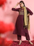 Purple Pure Cotton Print Pant Suit 190962